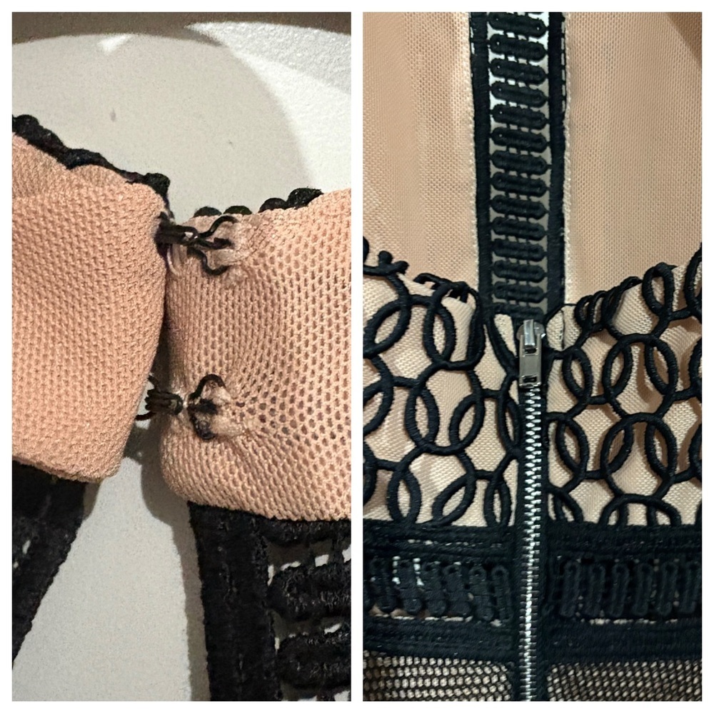 Elliatt Convert Dress Black Nude Mesh Lace Fit & Flare Cocktail Party Dress XS - Picture 5 of 8